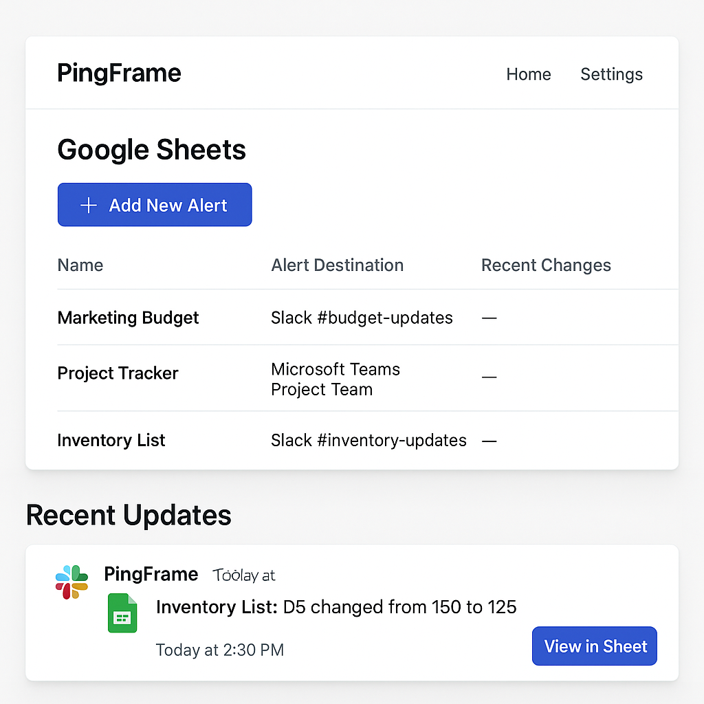 PingFrame Example